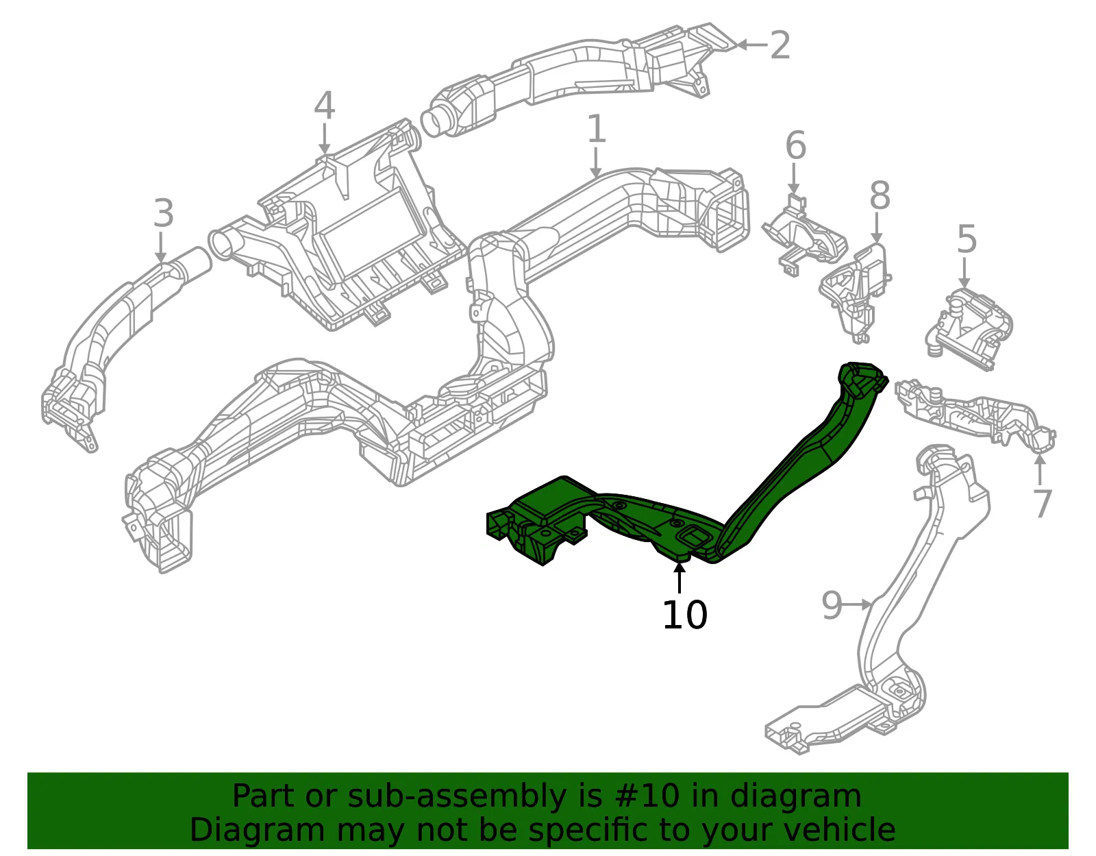 Instrument Panel Air Duct - Mazda (KR9P-61-273) - view 2