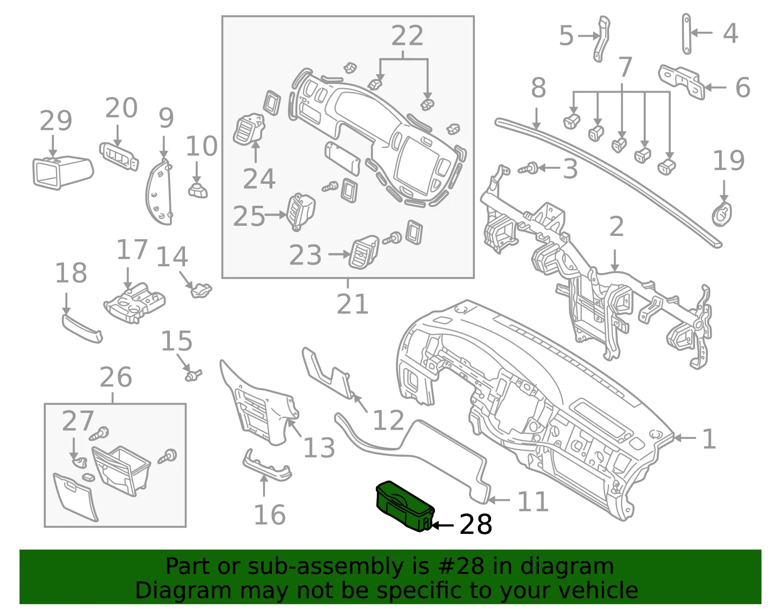 Ashtray Front Black - MAZDA (LC6264610B) - view 3