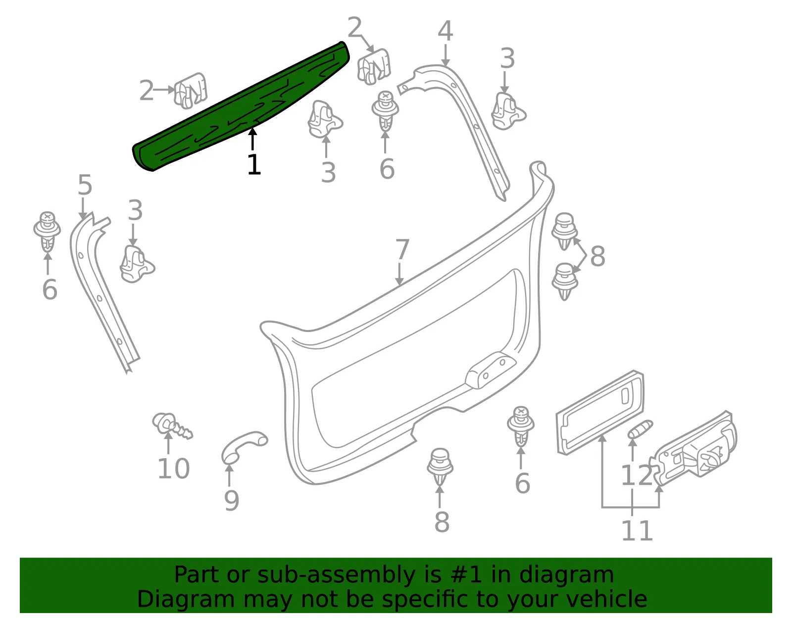 Trim Liftgate Upper - MAZDA (LC6268930A80) - view 2