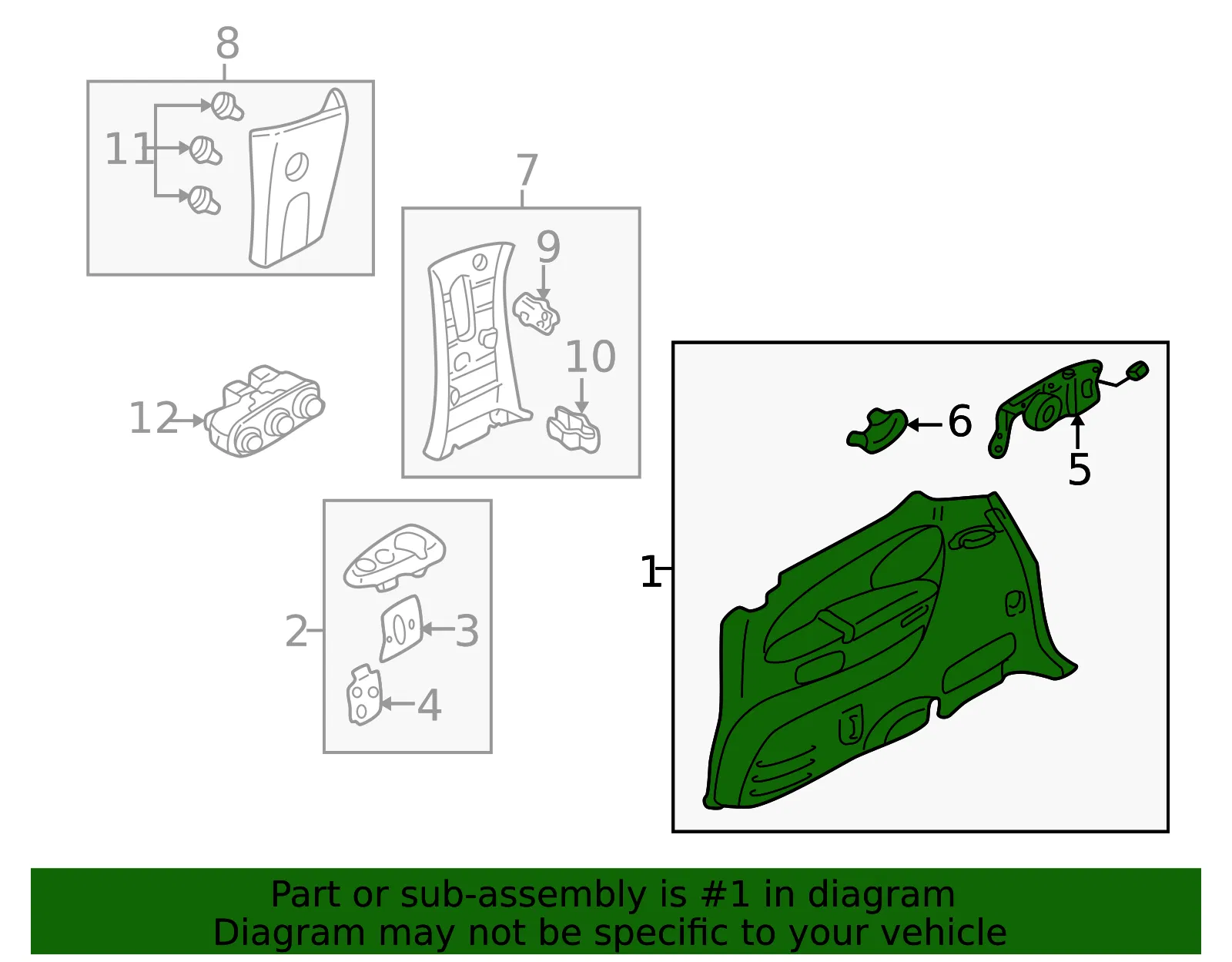 Side Trim Panel - Passenger Side (RH) - Mazda (LD47-68-58YA-05) - view 2