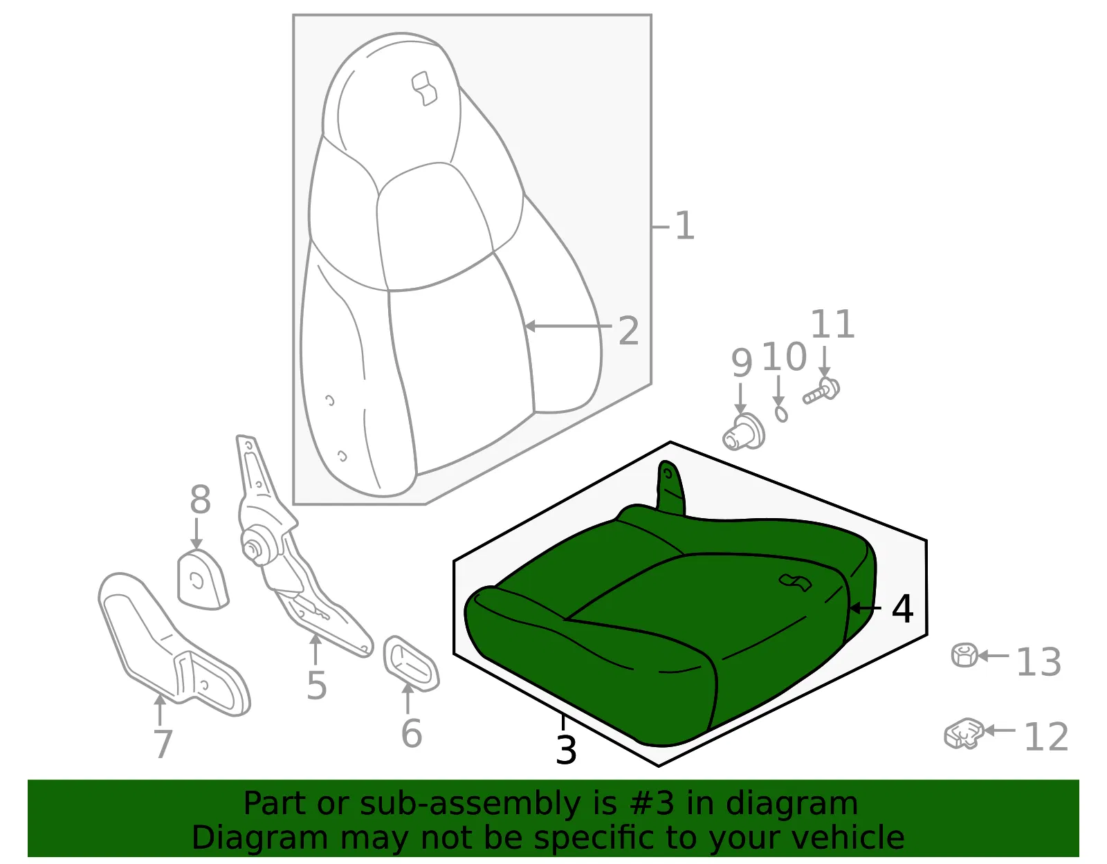 Cushion Assembly - Driver's Side (LH) - Mazda (N068-88-160-21) - view 2