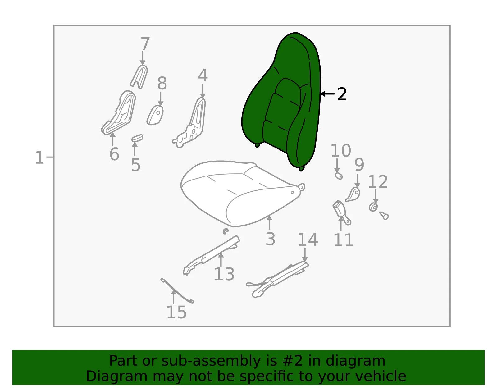 Seat Back Assembly - Driver's Side (LH) - Mazda (NC11-88-180B-21) - view 2