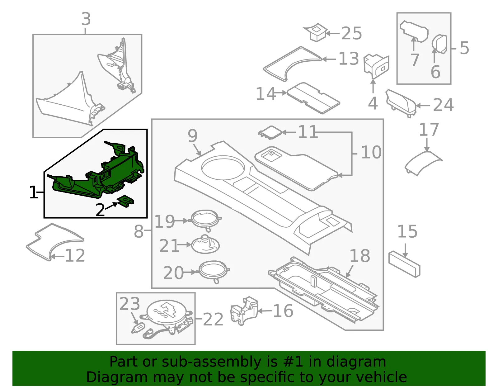 Console Panel - Mazda (NH52-64-470D) - view 3