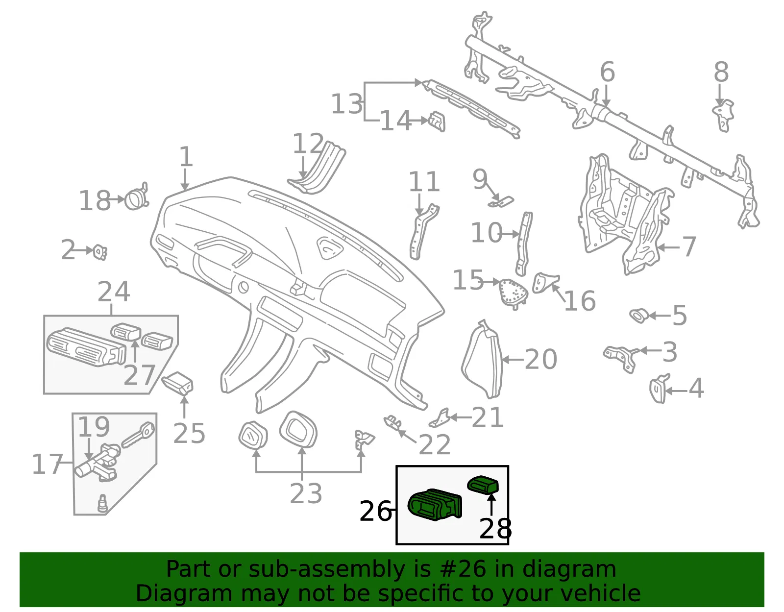 Vent Assembly - Driver's Side (LH) - Mazda (T001-64-830F-02) - view 2