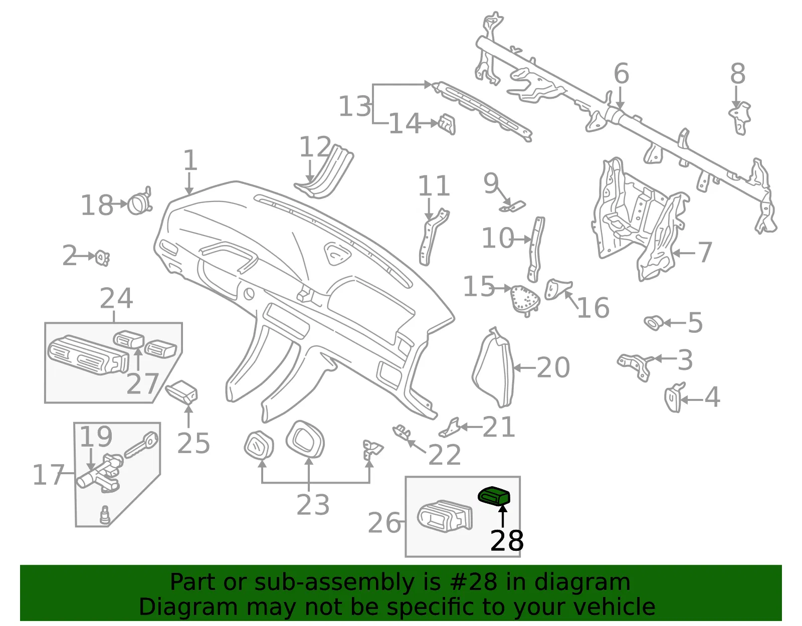 Vent Louver - Passenger Side (RH) - Mazda (T043-64-71X-90) - view 2