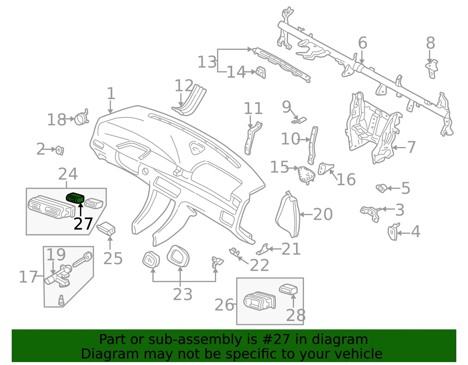 Vent Louver - Passenger Side (RH) - Mazda (T060-64-91X-05) - view 2