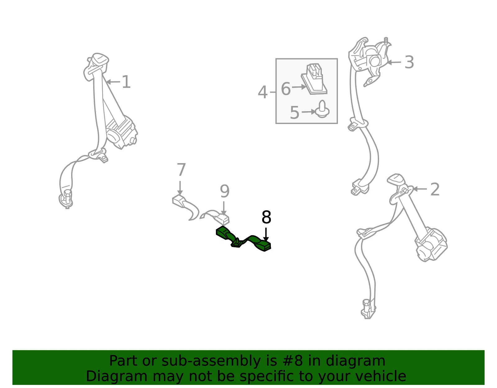 Seat Belt Receptacle - Mazda (TDY1-57-780A-34) - view 3