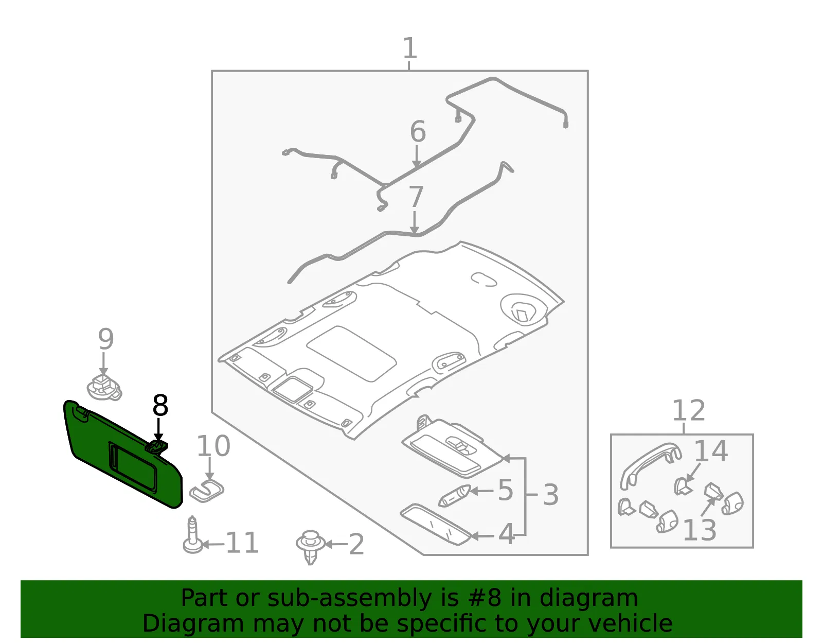 Sun-Visor - Passenger Side (RH) - Mazda (TDY1-69-270) - view 3