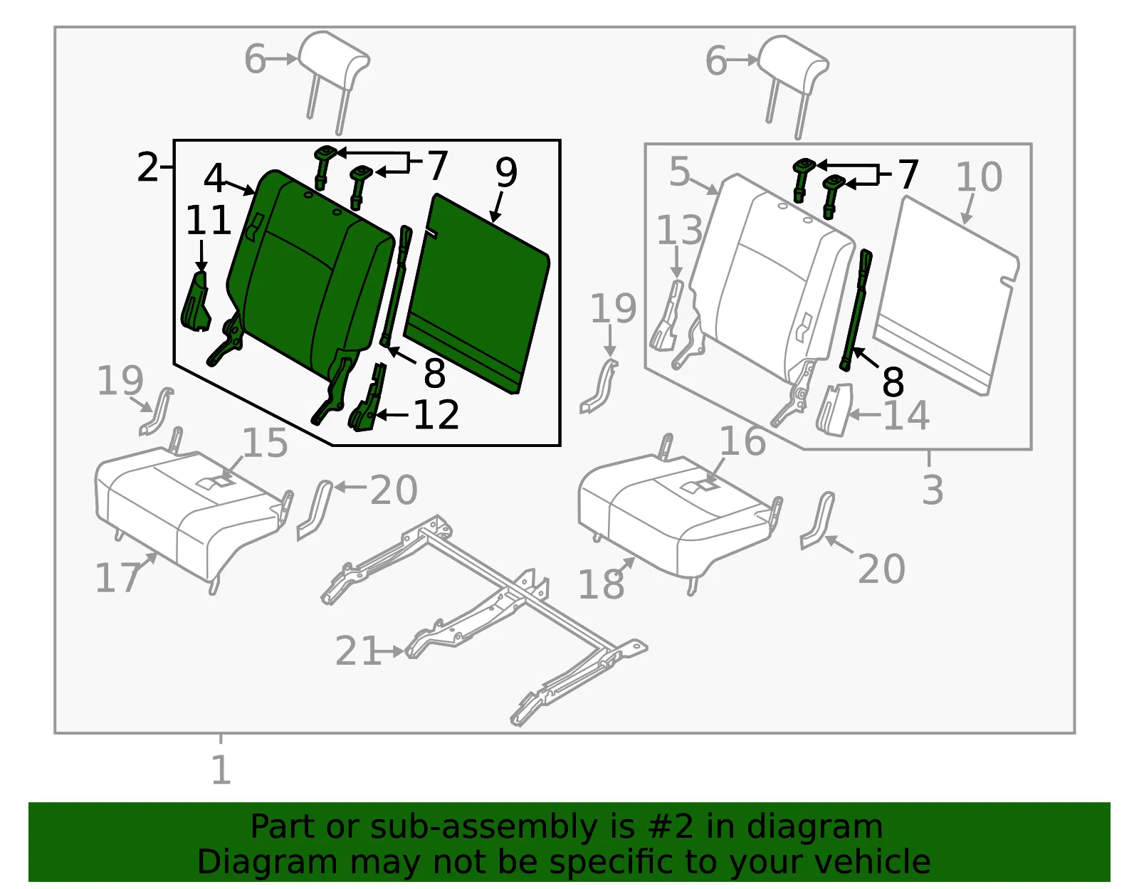 Seat Back Assembly - Passenger Side (RH) - Mazda (TE69-88-330B-02) - view 2