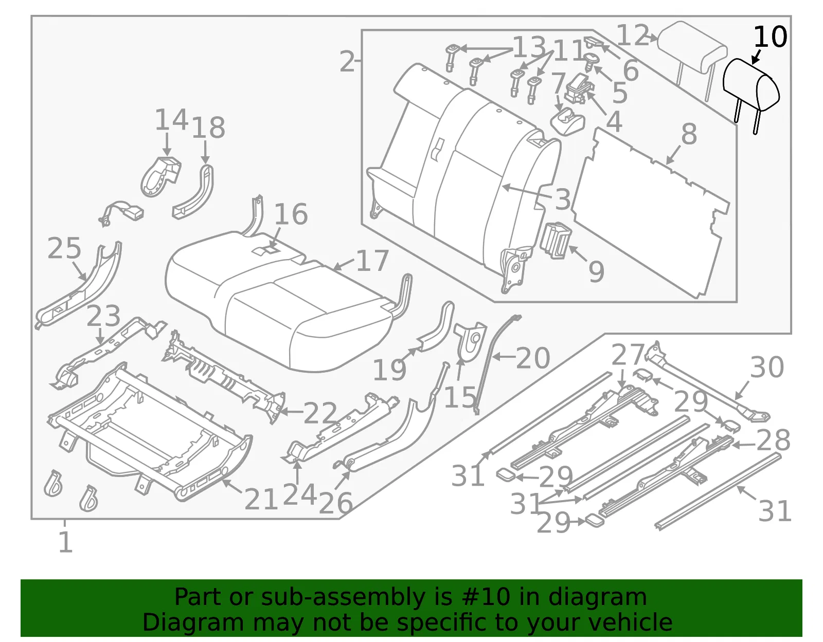 Headrest, Outer - Driver's Side (LH) - Mazda (TE70-88-240A-02) - view 2