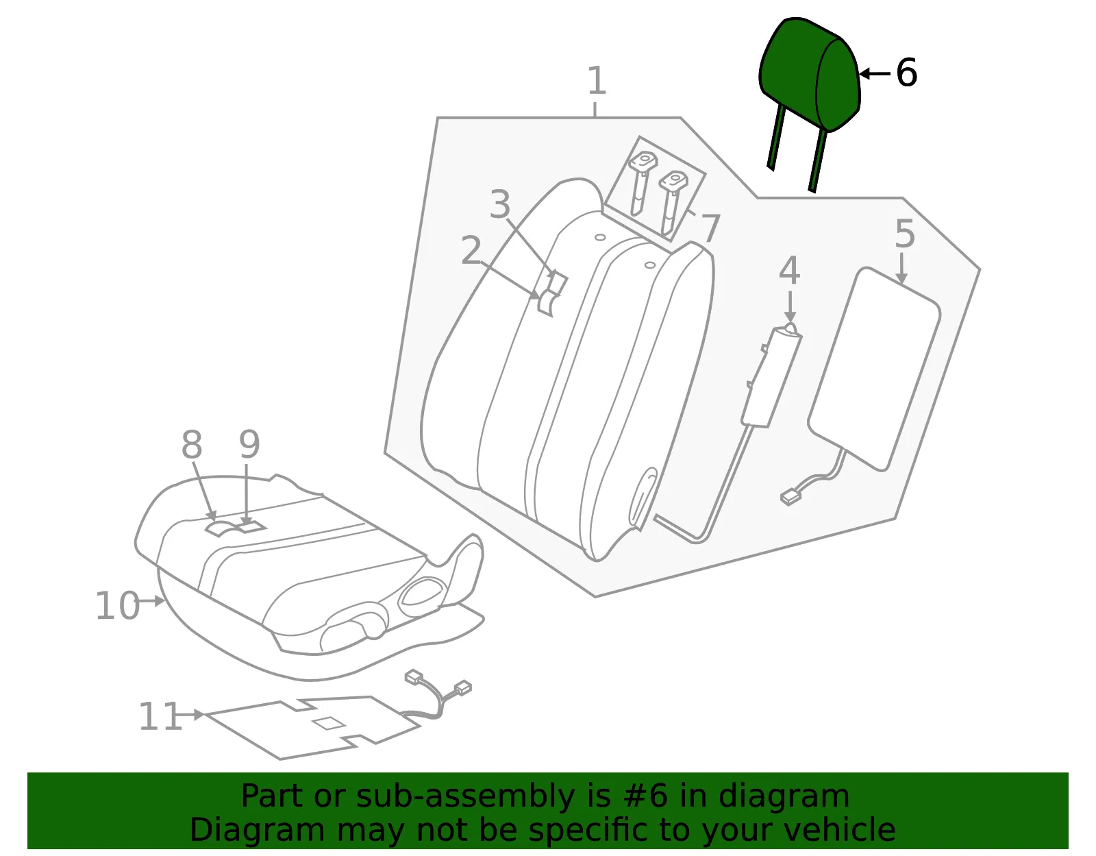 Headrest, Outer - Driver's Side (LH) - Mazda (TK21-57-140A-34) - view 2