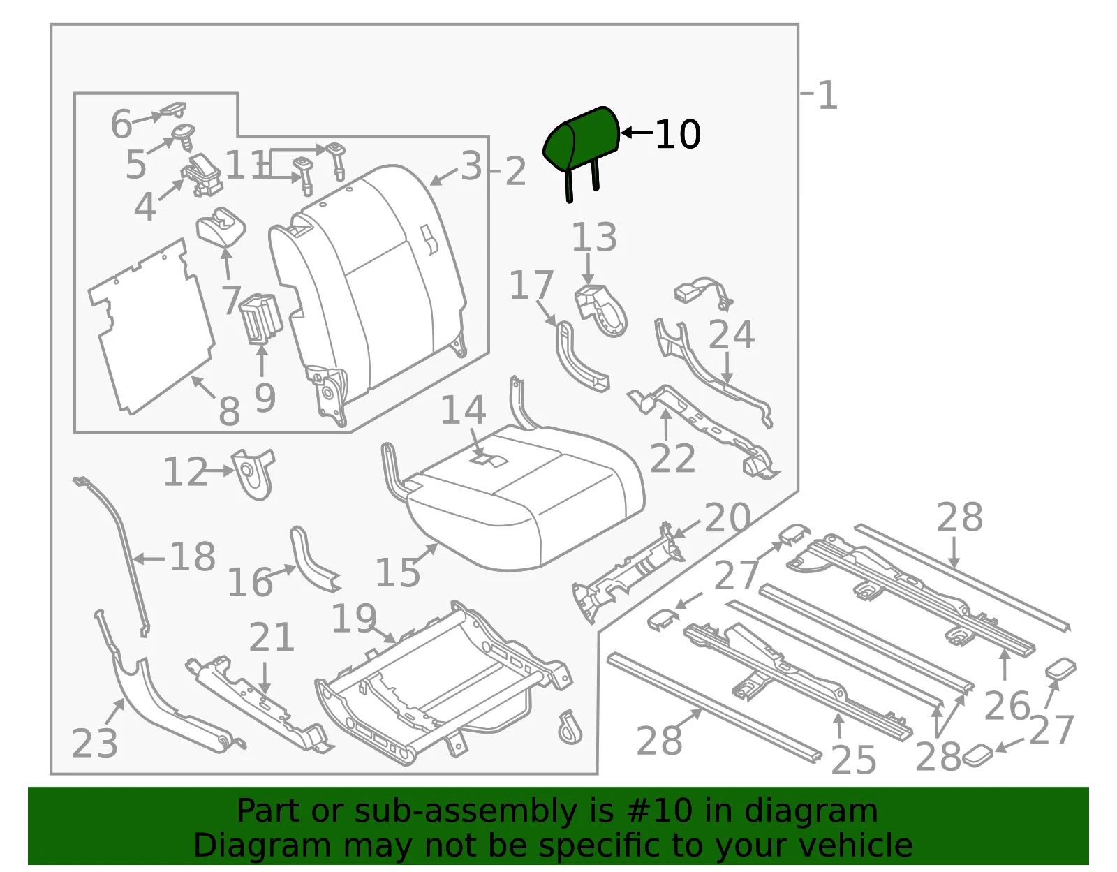 Headrest - Passenger Side (RH) - Mazda (TK23-88-240-24) - view 2