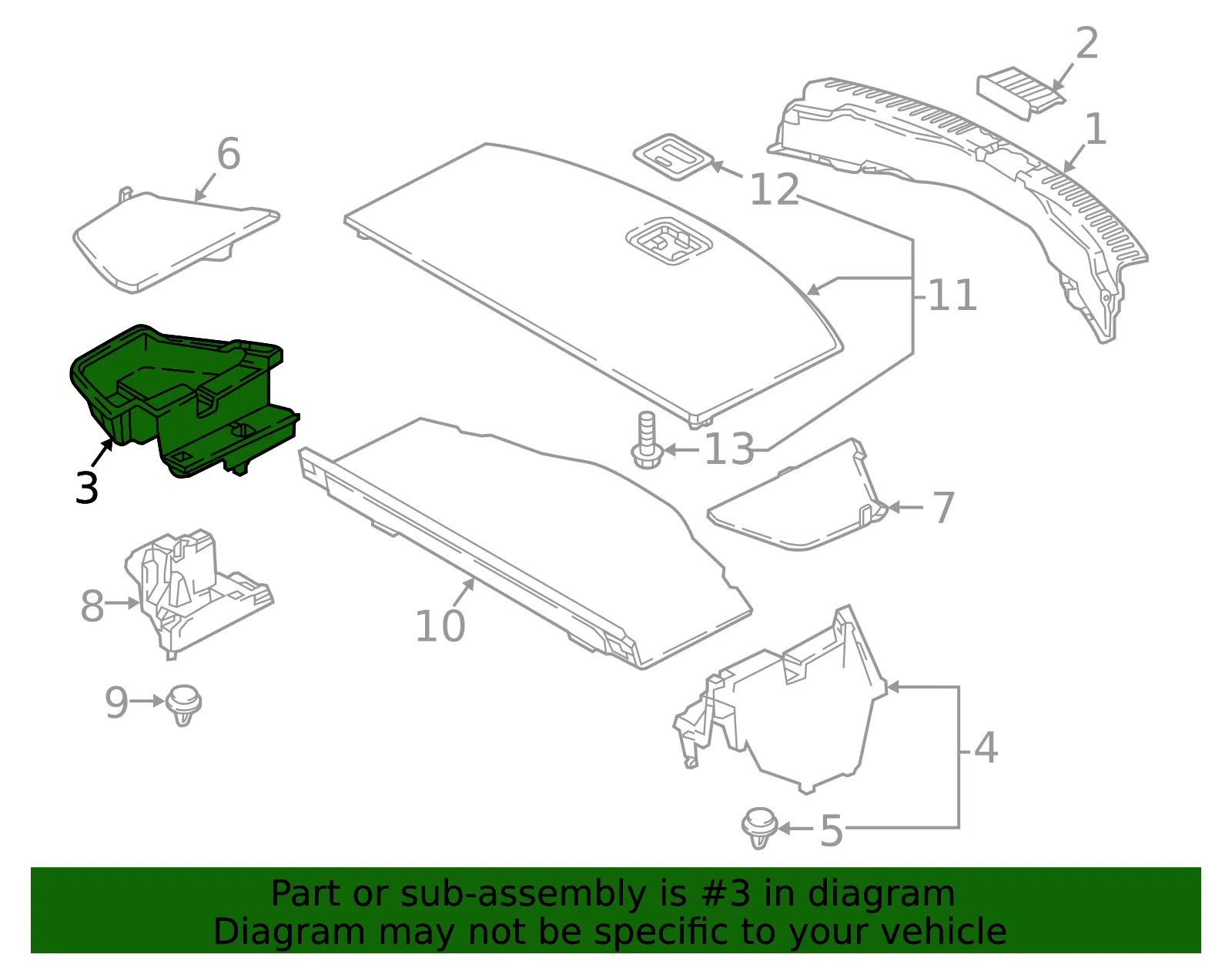 Storage Pocket - Passenger Side (RH) - Mazda (TK48-68-8E6A-02) - view 2