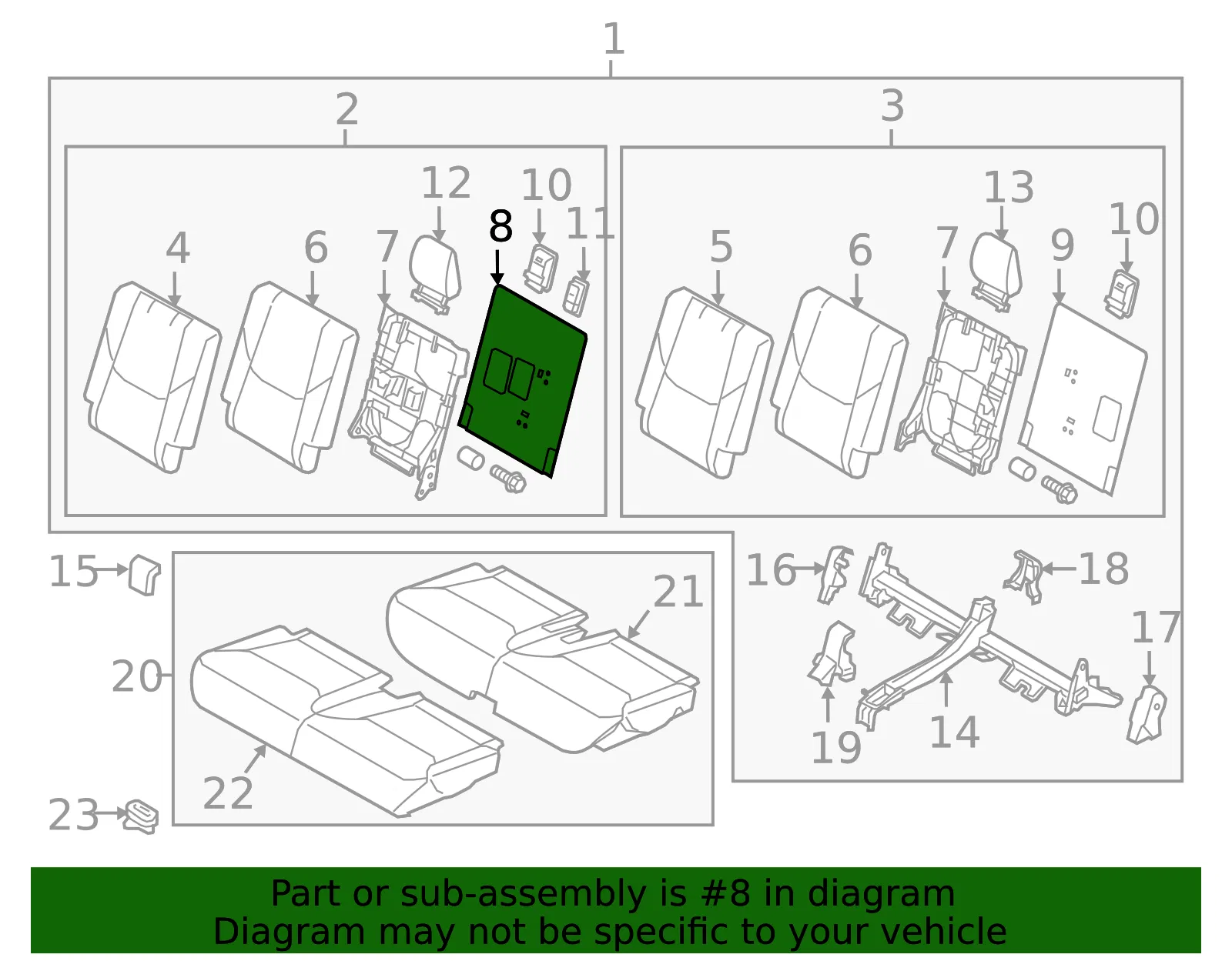 Seat Back Panel - Passenger Side (RH) - Mazda (TK79-88-3N8) - view 2