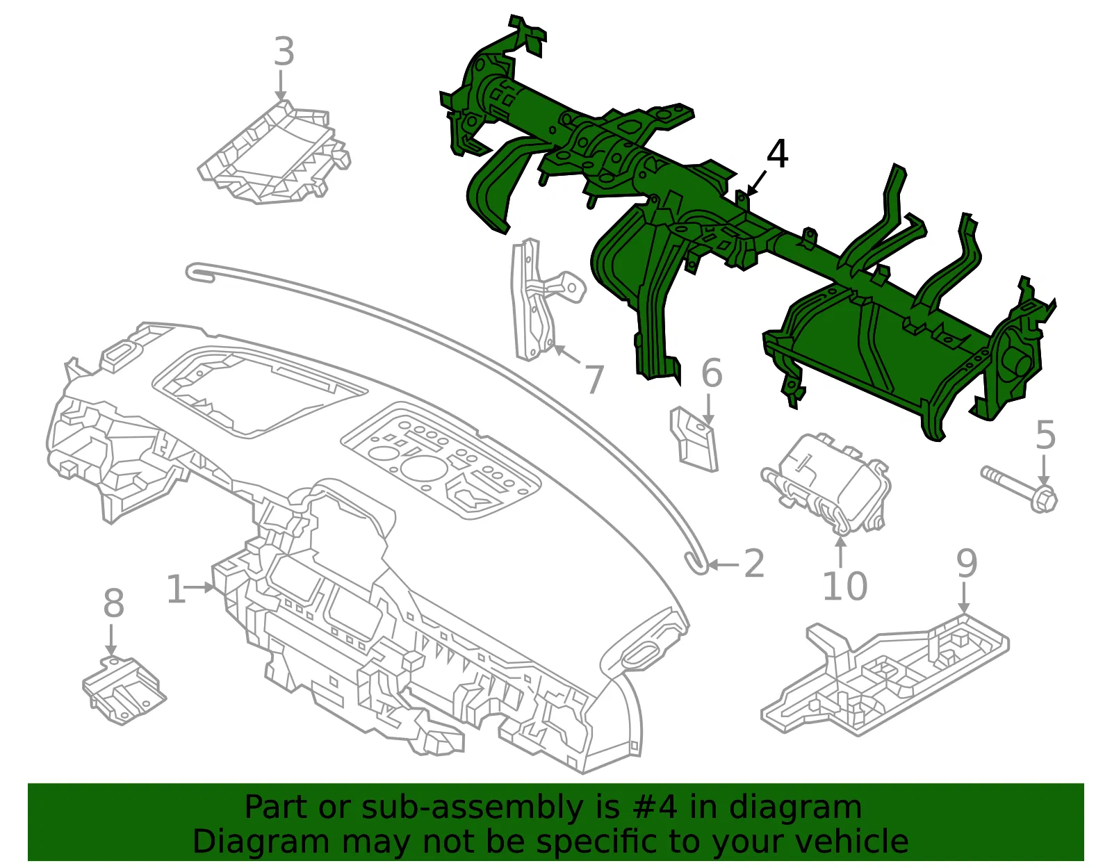 Instrument Panel Cross-Member - Mazda (VC85-60-420) - view 2