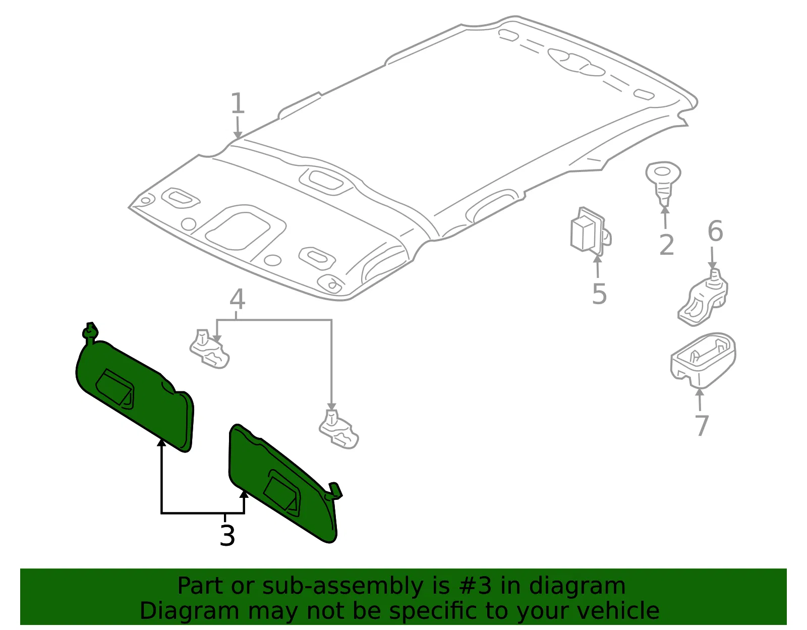 Sun Visor - Driver's Side (LH) - Mazda (ZZEE-69-320-32) - view 2