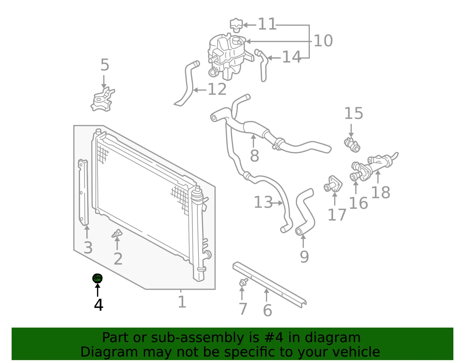 Radiator Assembly Cushion - Mazda (aj0315202b) - view 2