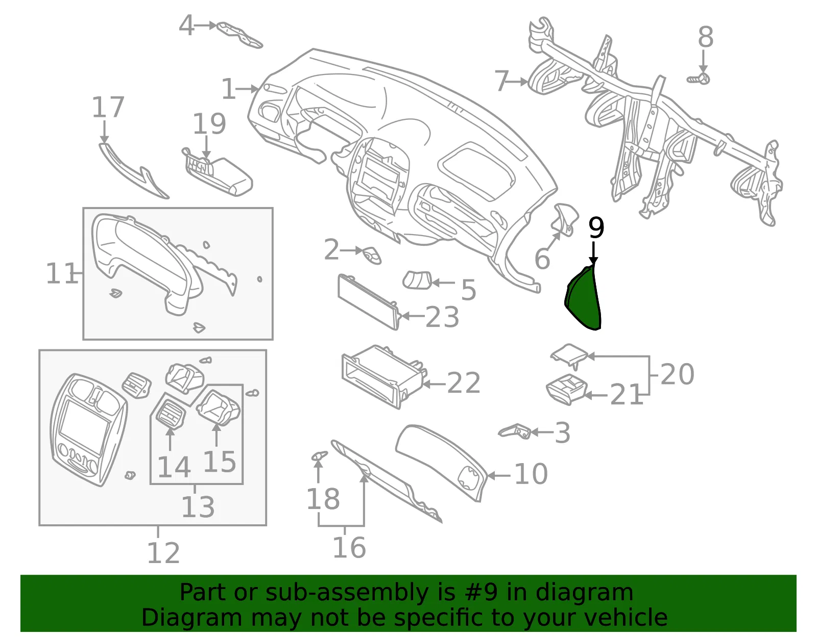 Instrument Panel Side Cover - Mazda (b25g64960b65) - view 2