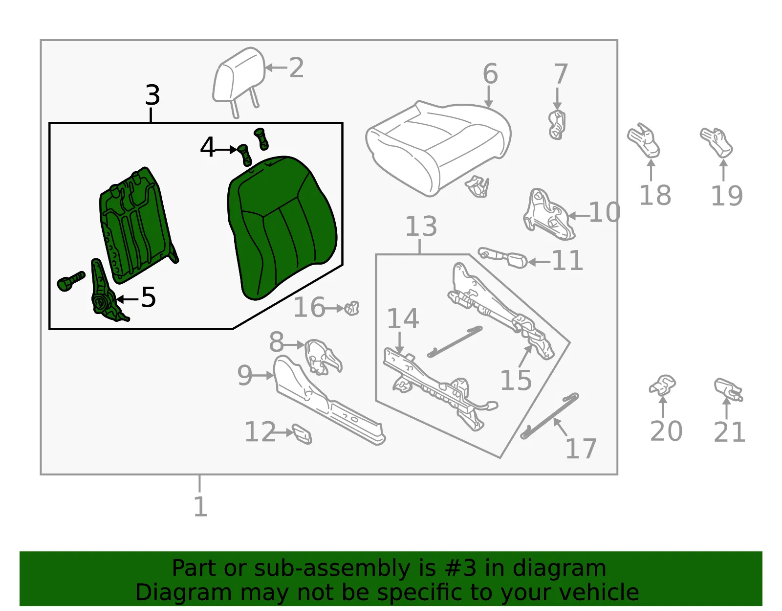 Seat Back Assembly - Mazda (b25g88130e44) - view 2