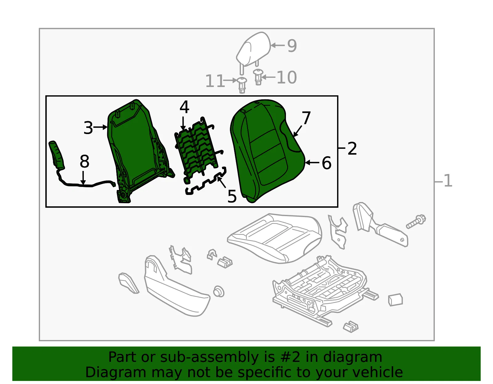 Seat Back Assembly - Mazda (bact88130a2a) - view 2