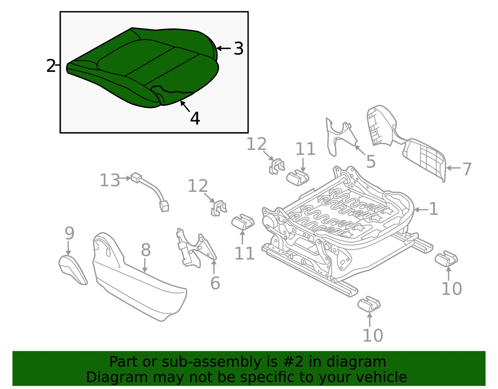 Cushion Right Front Seat - Mazda (bafb88110a02) - view 2