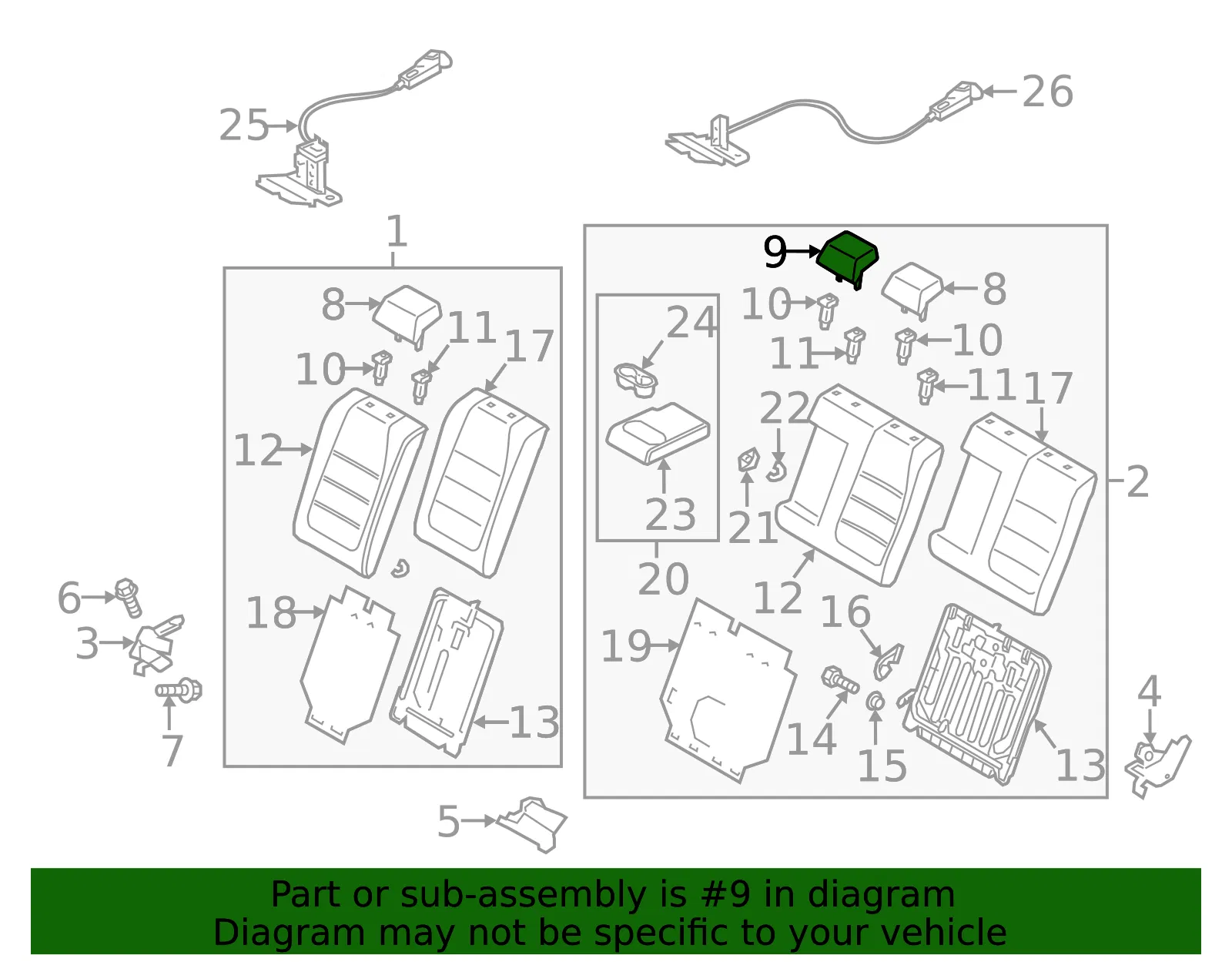 Headrest, Center - Mazda (bape8834002) - view 2