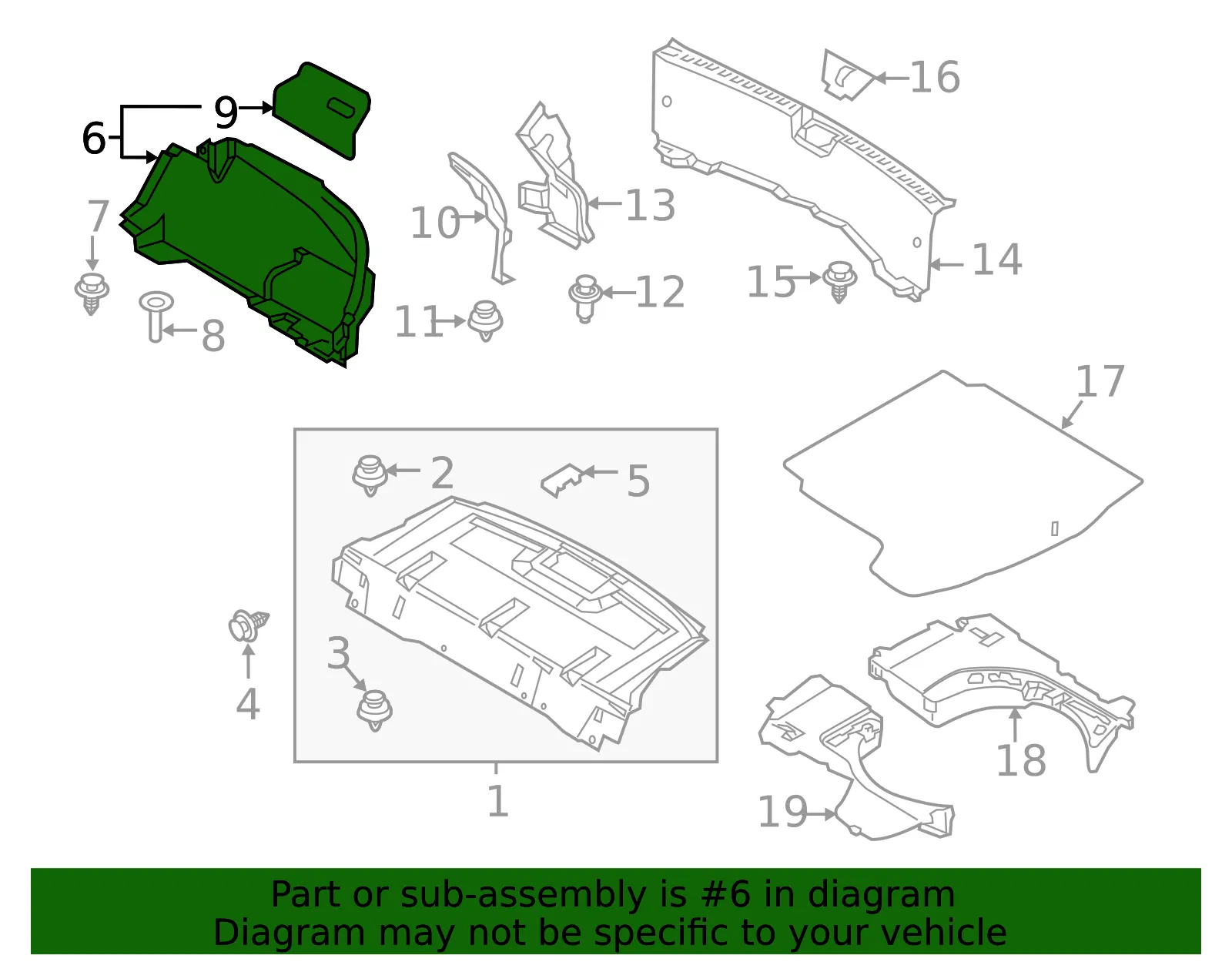 Trunk Side Trim - Mazda (bcjh68870c) - view 2