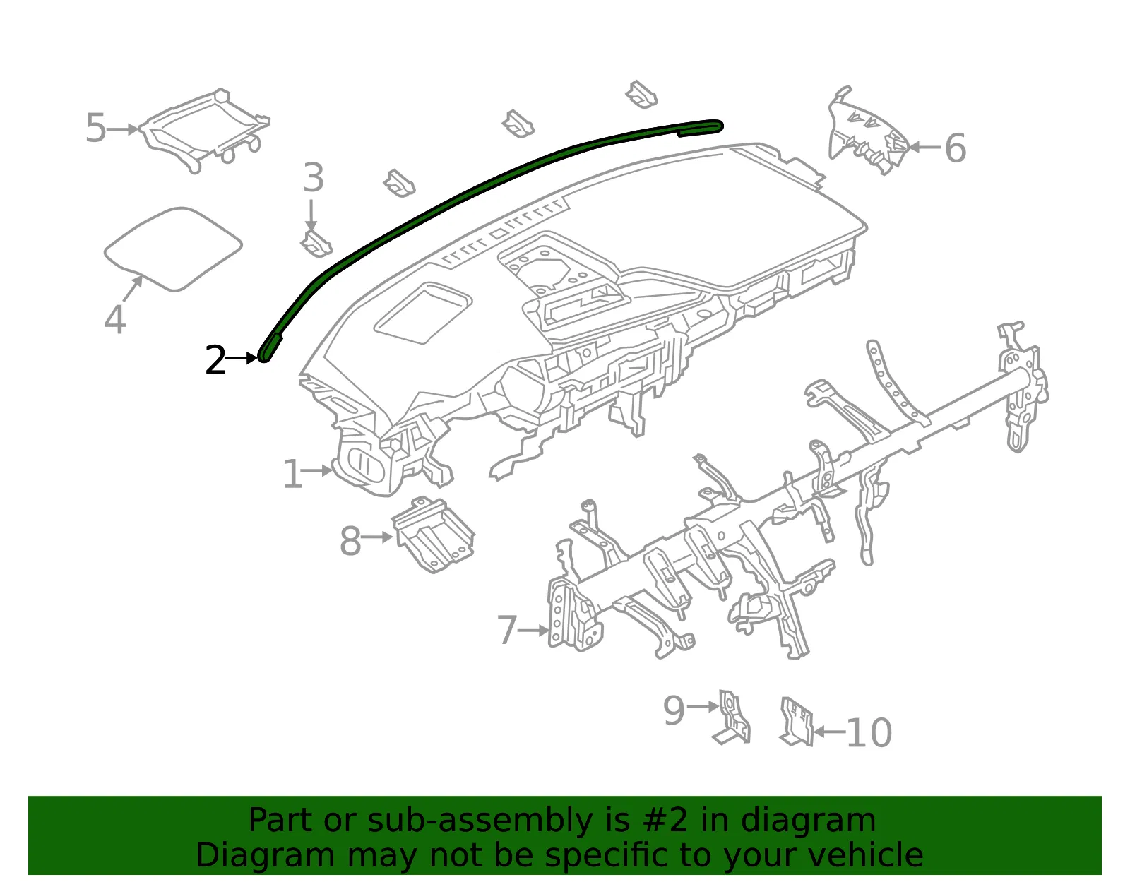 Instrument Panel Seal Strip - Mazda (bdgf55161) - view 2