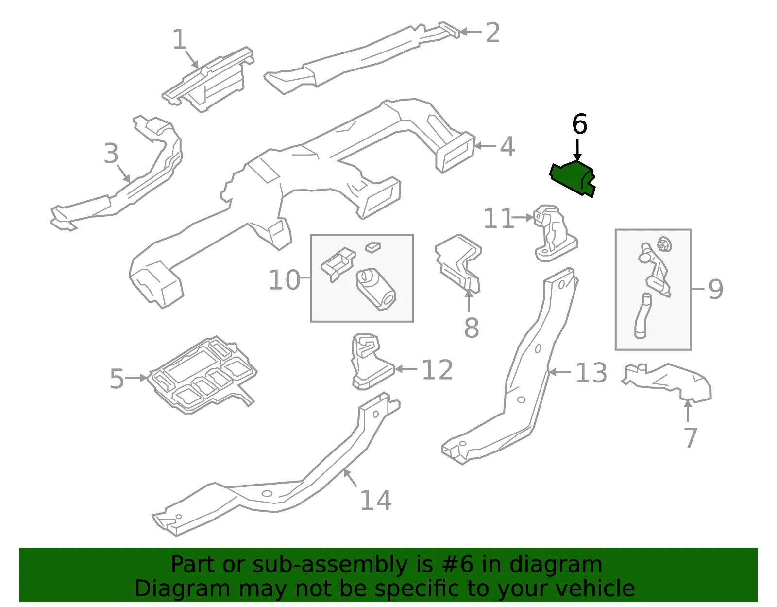 Instrument Panel Air Duct - Mazda (bdgf61167) - view 2
