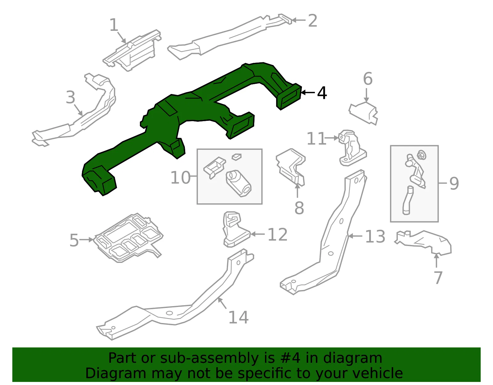 Instrument Panel Air Duct - Mazda (bdgf6494y) - view 2
