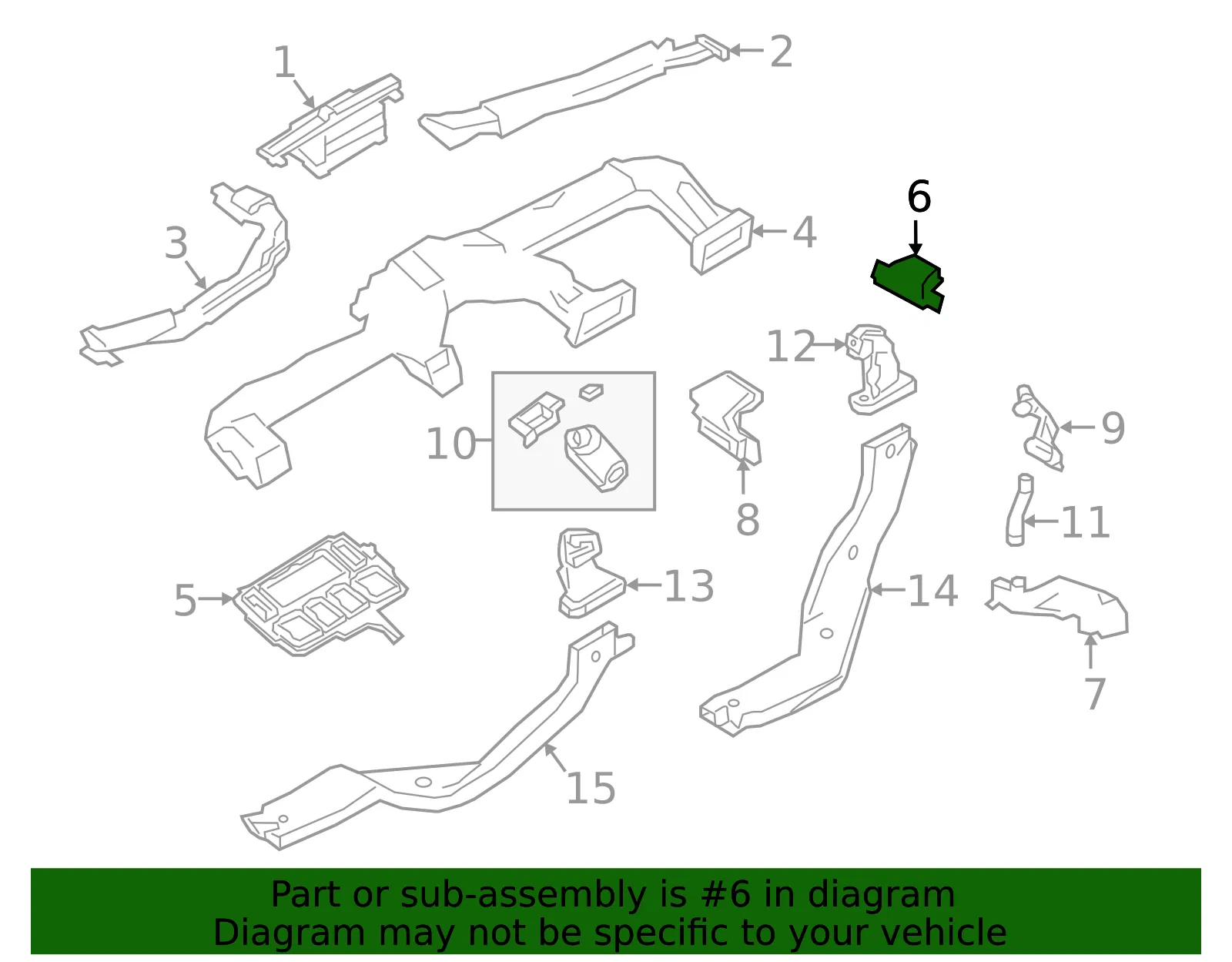 Instrument Panel Air Duct - Mazda (bdts61167) - view 2