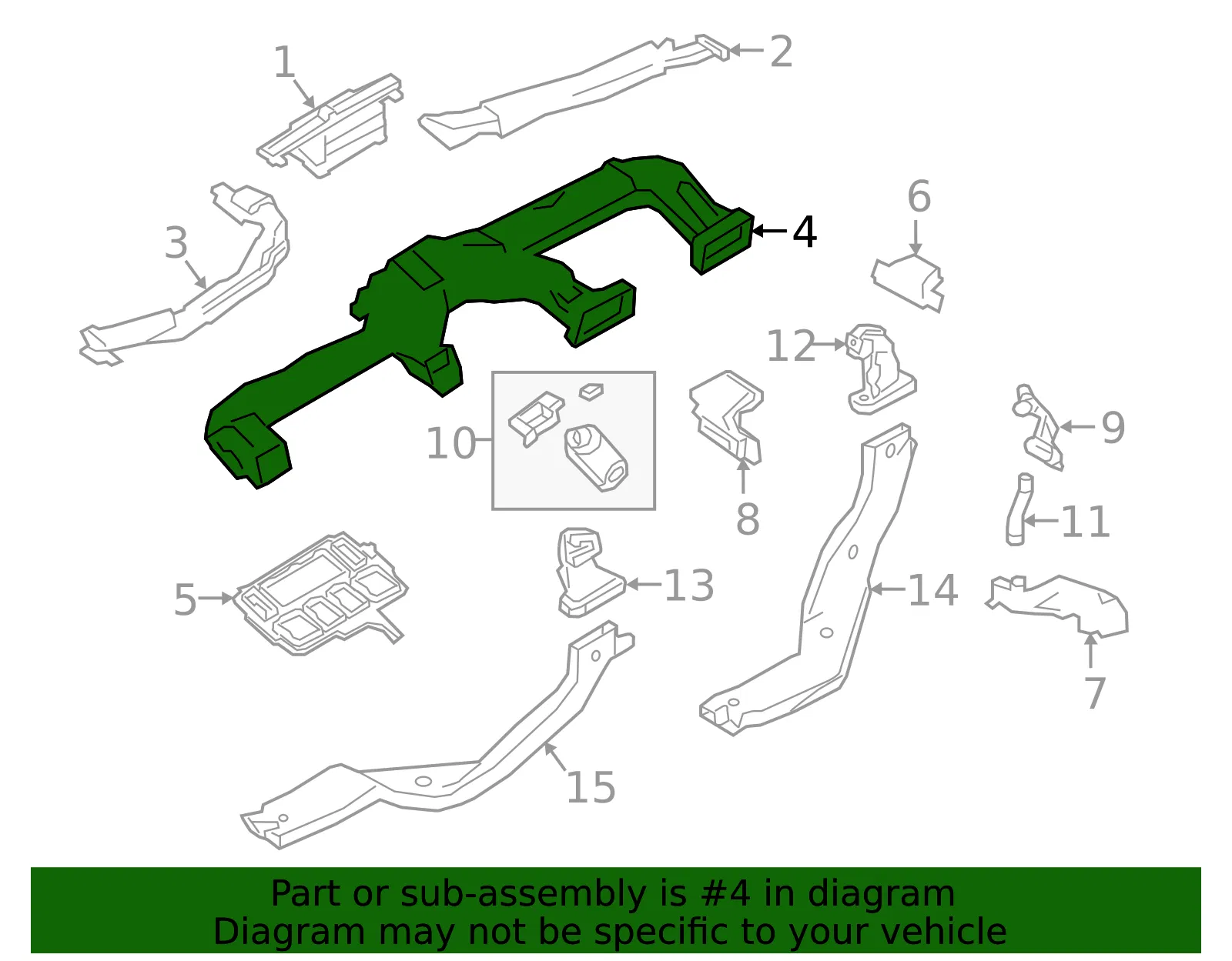 Instrument Panel Air Duct - Mazda (bdts6494ya) - view 2