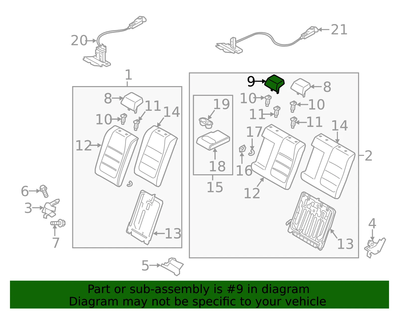 Headrest, Center - Mazda (bdwp8834039) - view 2