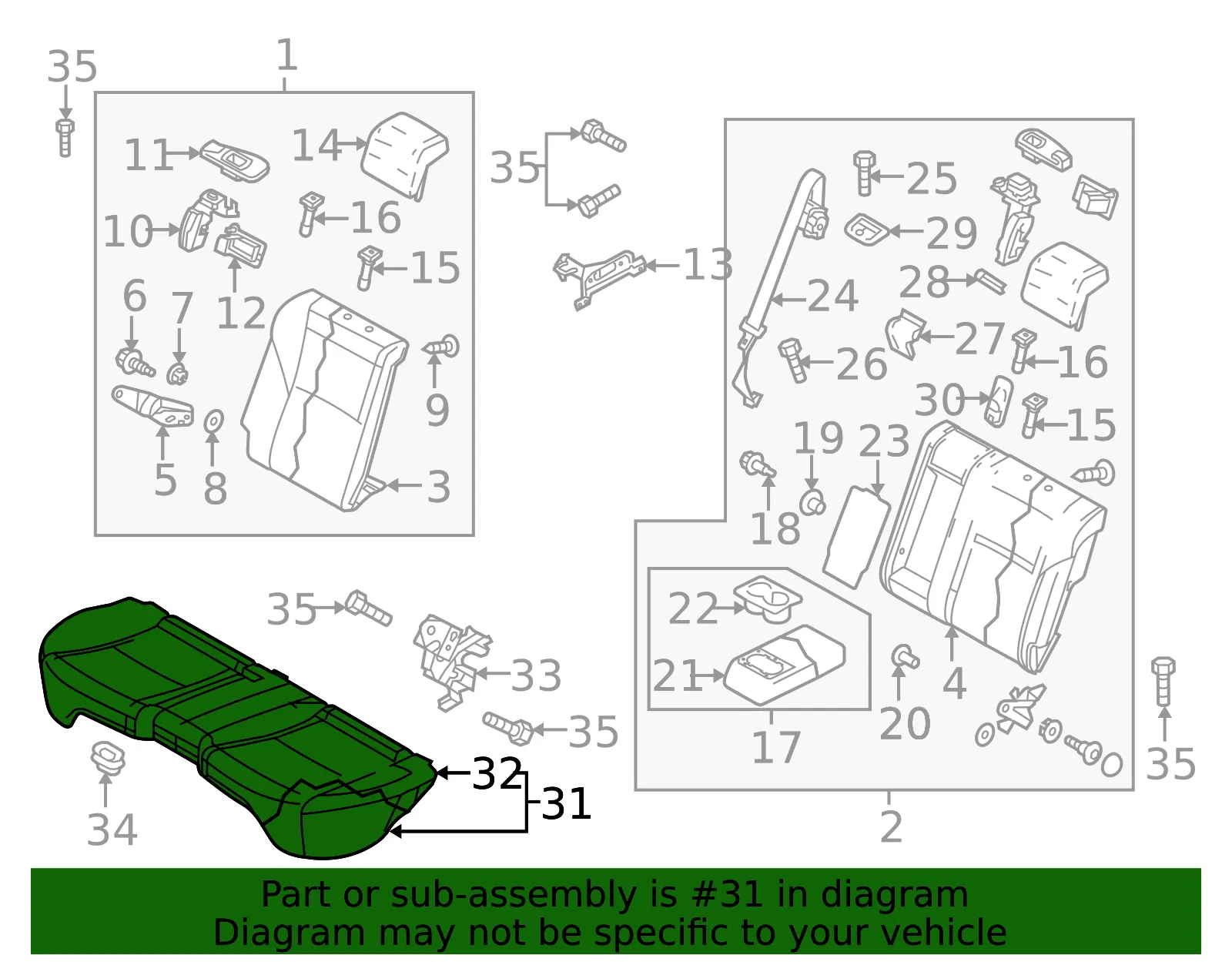 Seat Cushion Foam - Mazda (bea457200b02) - view 2