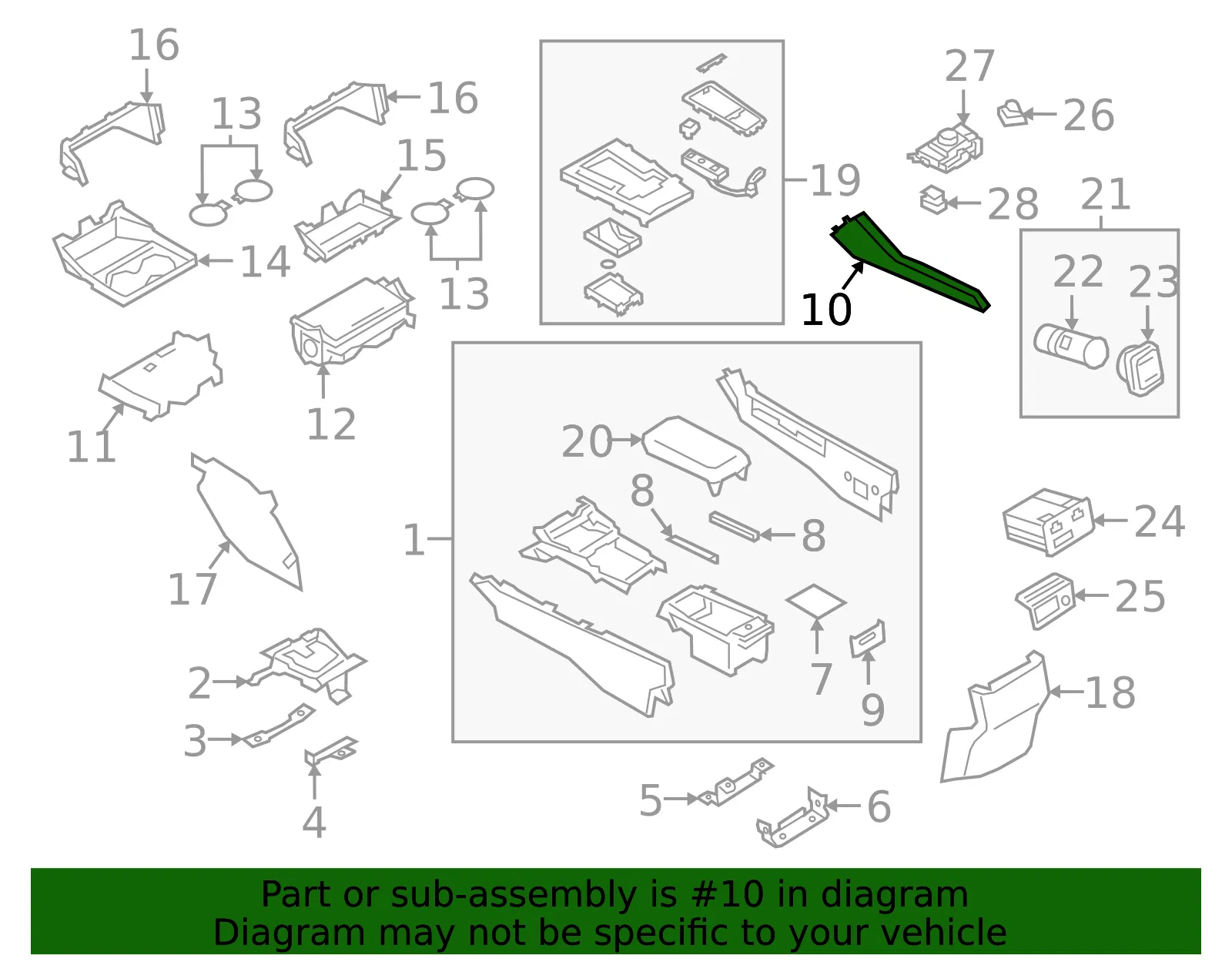 Console Trim Panel - Mazda (bgve6447xa02) - view 2