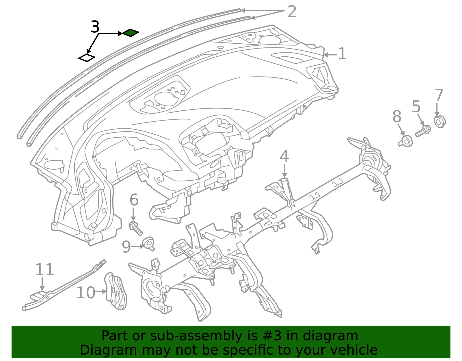 Instrument Panel Spacer - Mazda (bhn155180a) - view 2