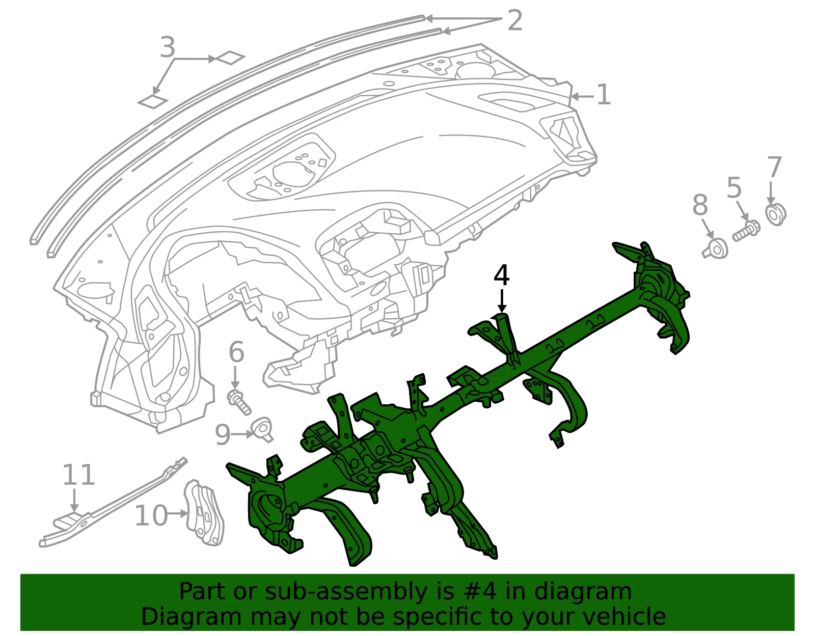 Instrument Panel Reinforcement - Mazda (bhn160420a) - view 2