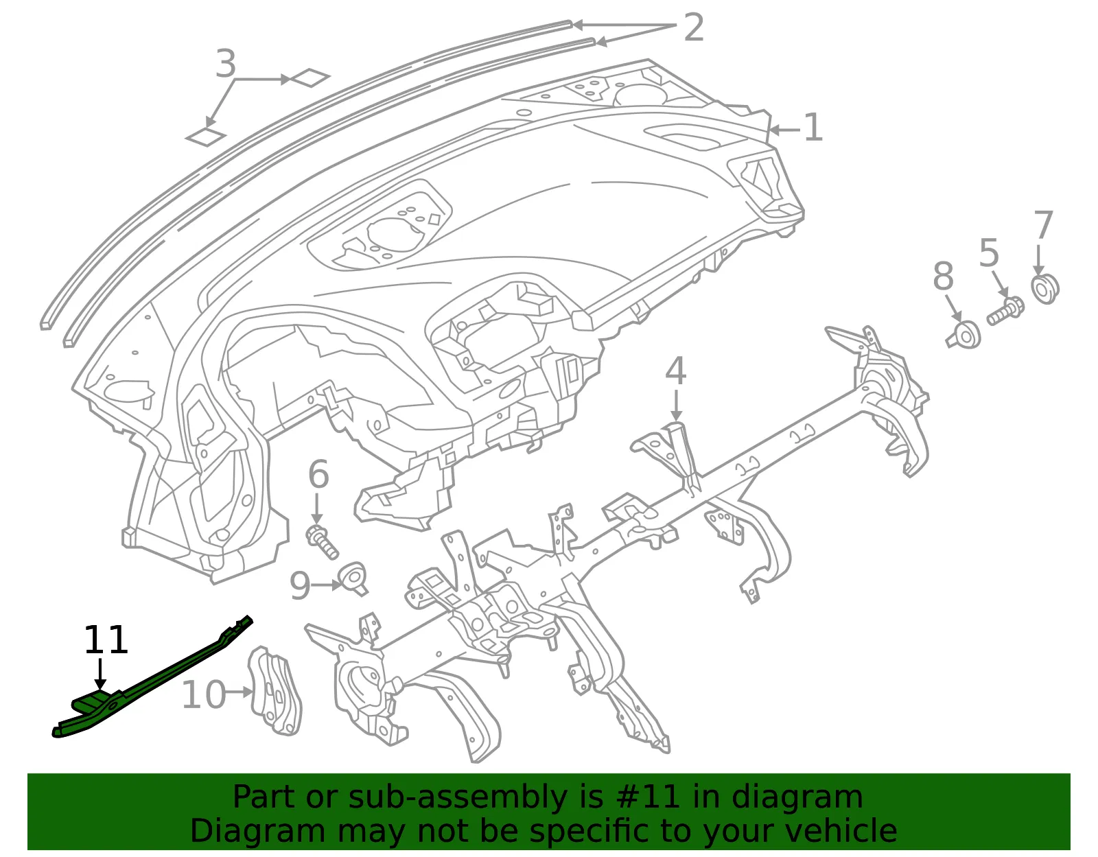 Instrument Panel Knee Bolster Bracket - Mazda (bhn160k50a) - view 2