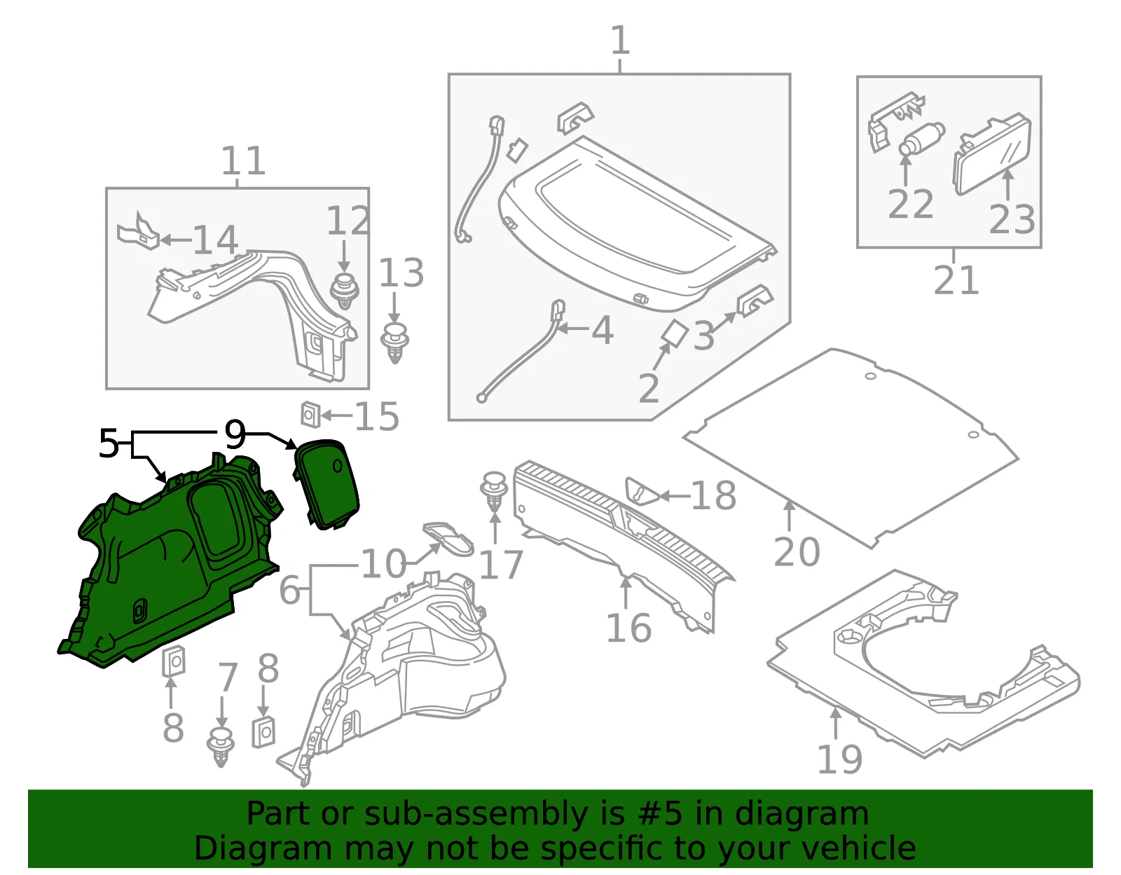 Trunk Trim Panel - Mazda (bhn96885002) - view 2