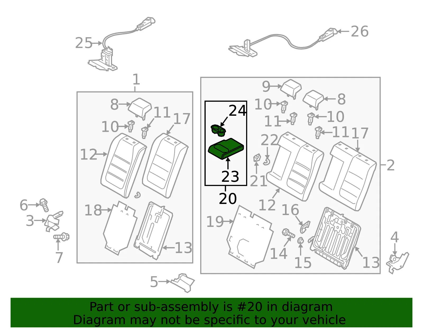 Armrest Assembly - Mazda (bhn9883b0a2a) - view 2