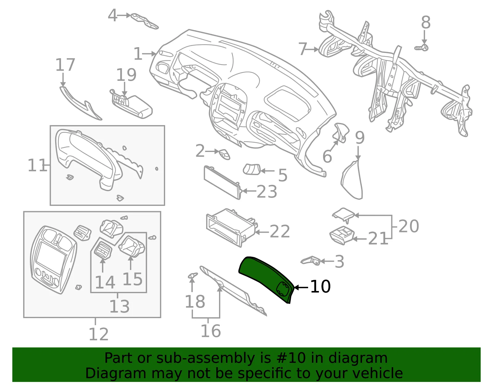 Instrument Panel Pad - Mazda (bj0j6036090) - view 2