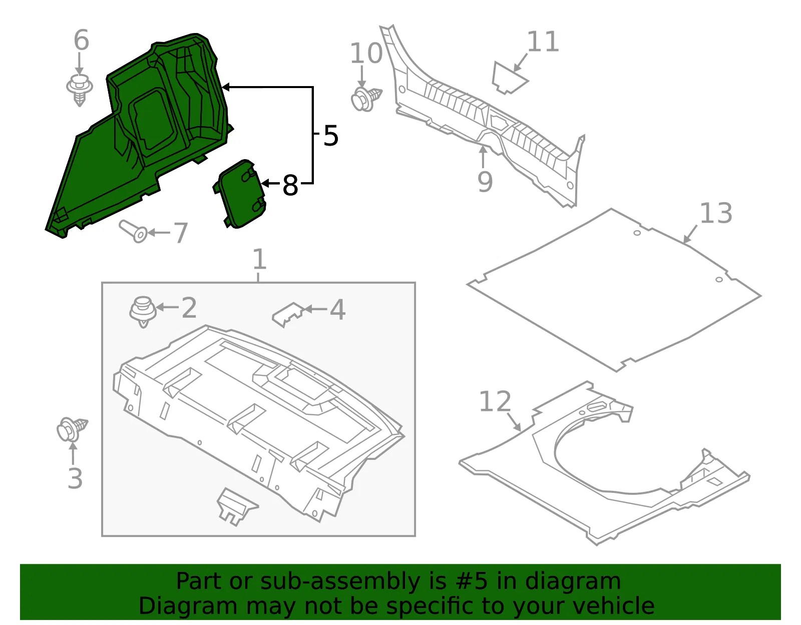 Trunk Trim Panel - Mazda (bjs768850a) - view 2