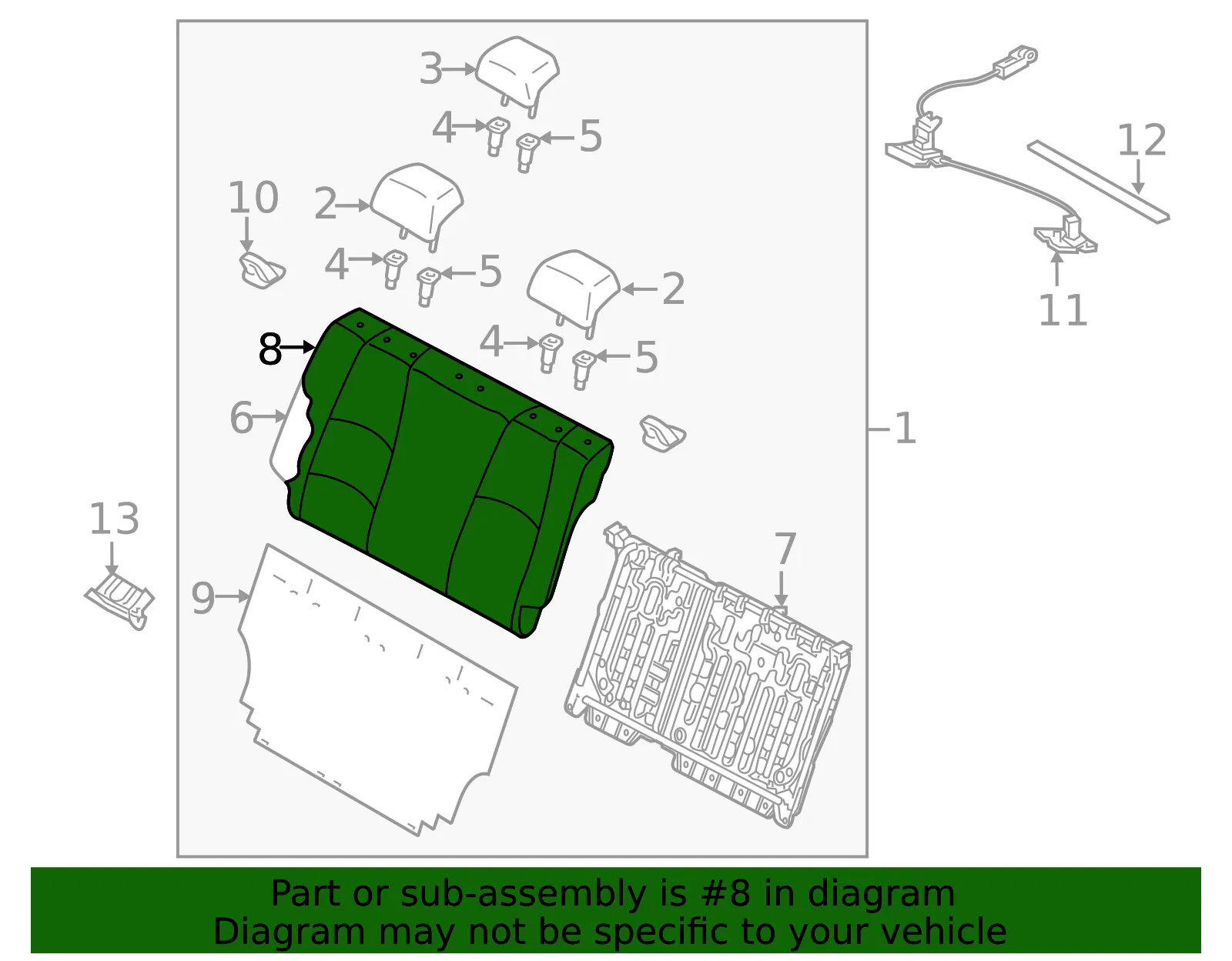 Seat Back Cushion Cover - Mazda (bjs788351a34) - view 2