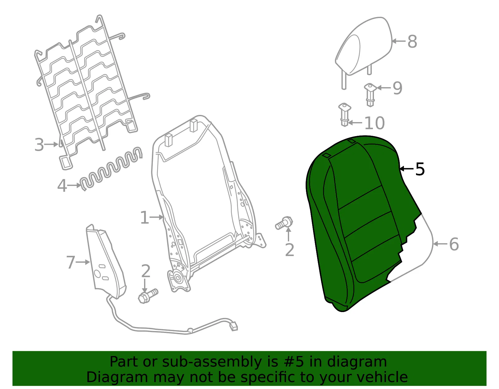 Seat Back Cushion Cover - Mazda (bjs888131a34) - view 2