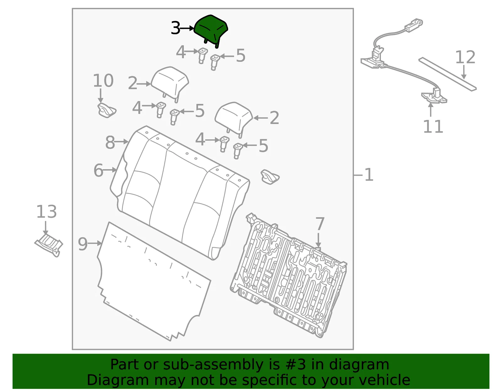 Headrest, Center - Mazda (bjt688340c02) - view 2