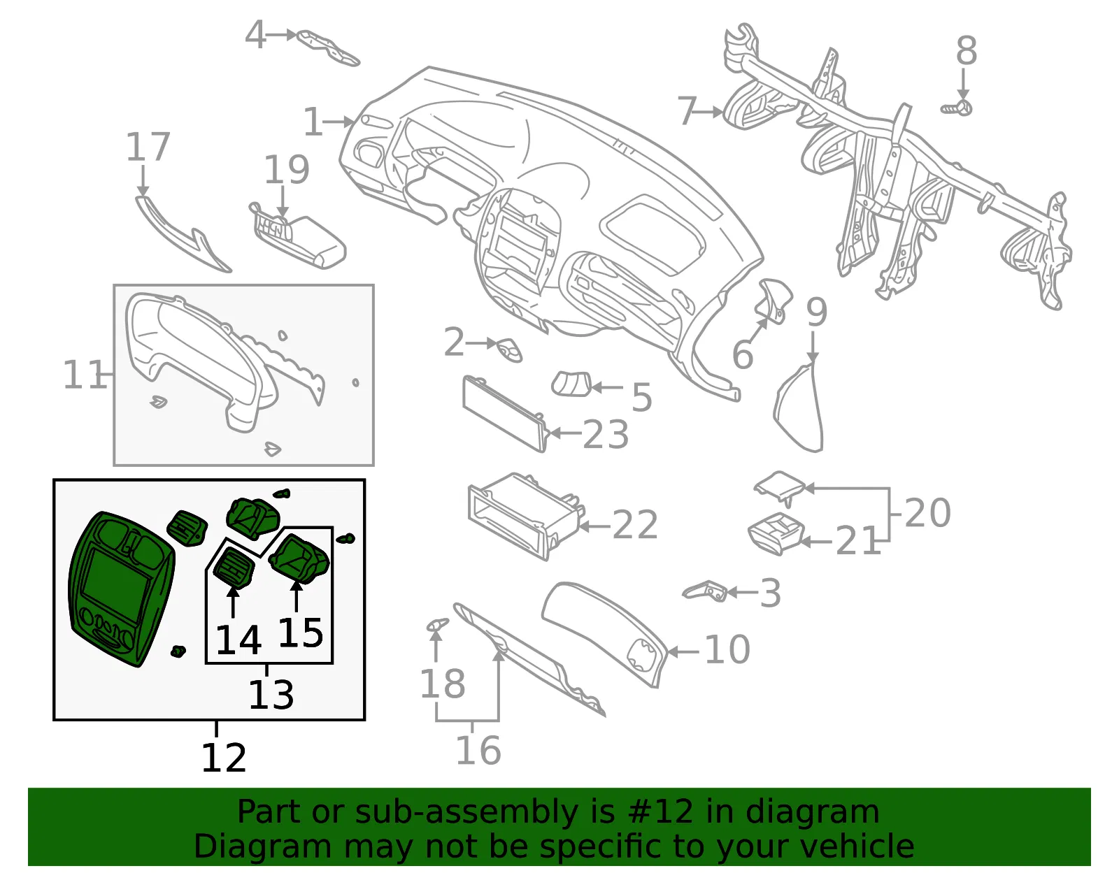 Instrument Panel Trim Panel - Mazda (bn5v5521020) - view 2