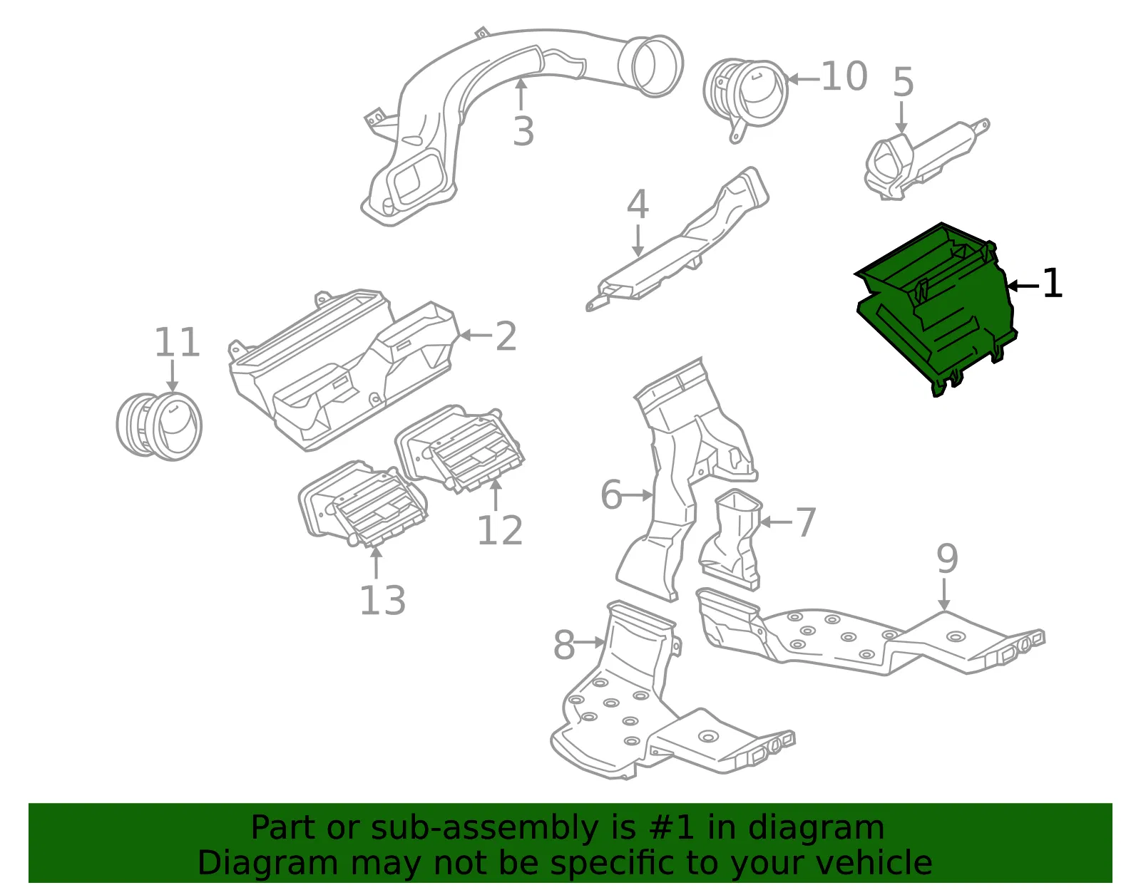 Instrument Panel Air Duct - Mazda (cc346113yb) - view 2