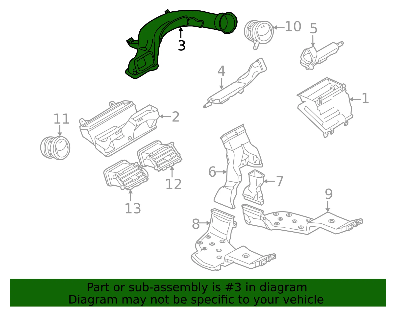 Instrument Panel Air Duct - Mazda (cg366474x) - view 2