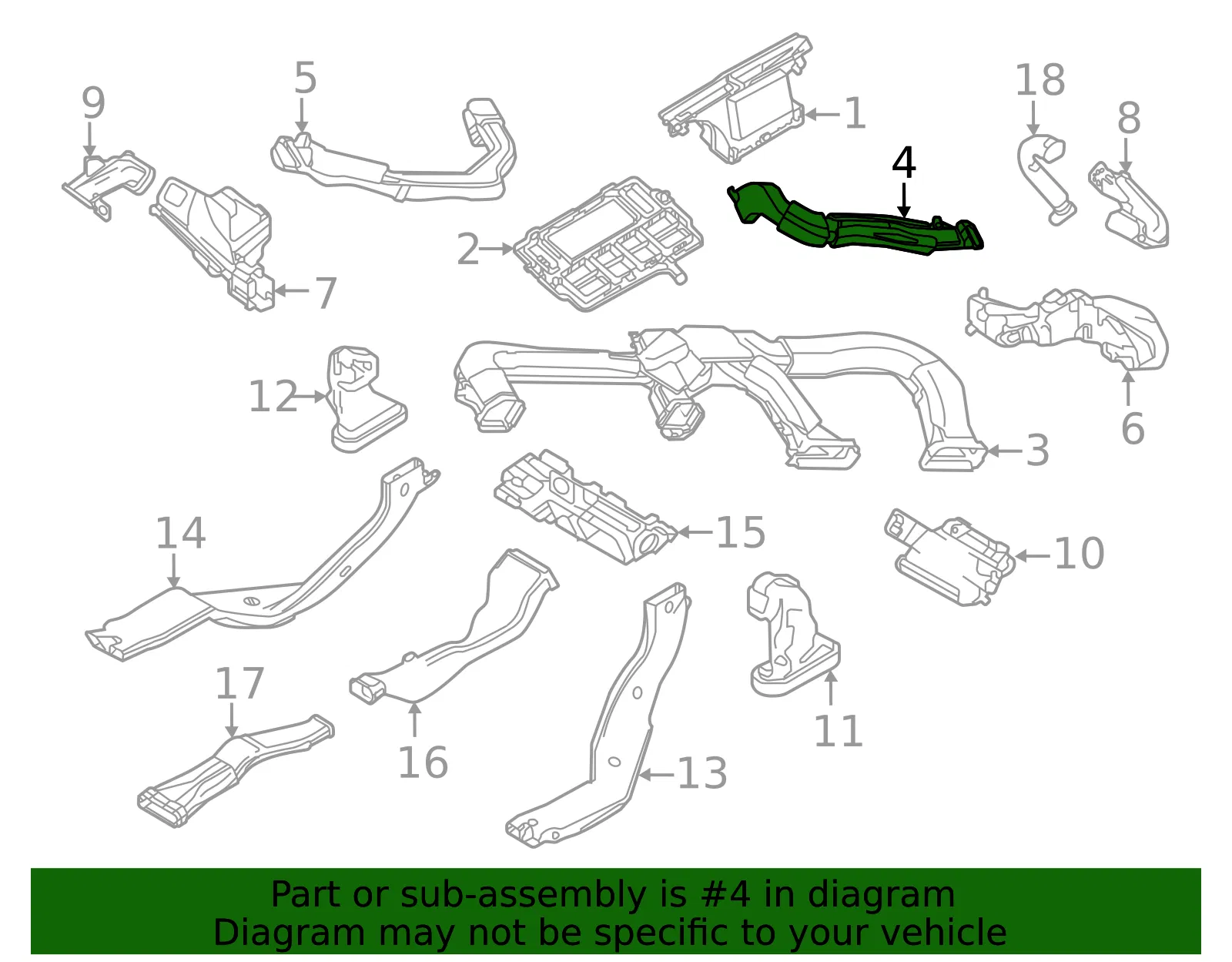 Instrument Panel Air Duct - Mazda (dgh960180b) - view 2