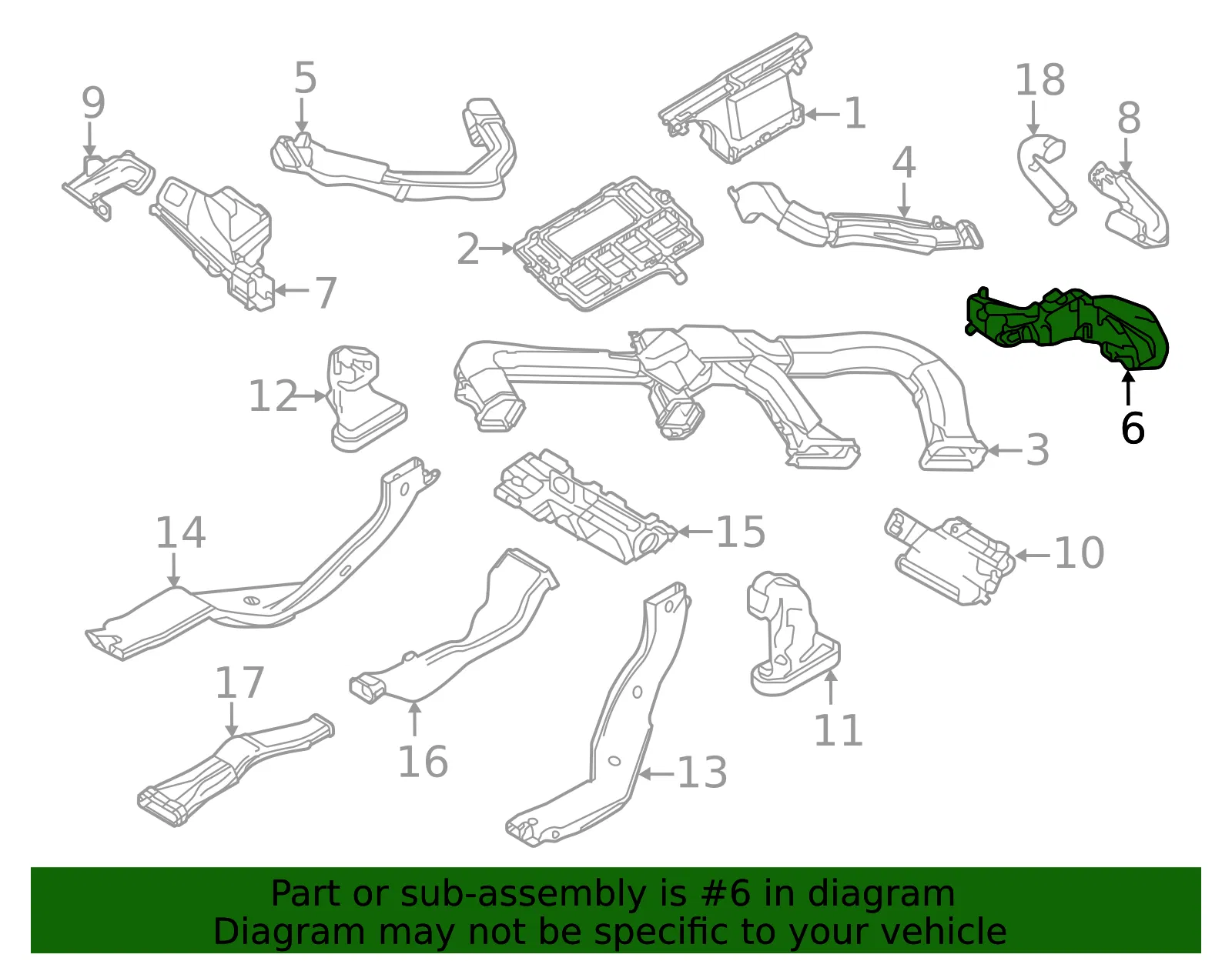 Instrument Panel Air Duct - Mazda (dgh961157a) - view 2